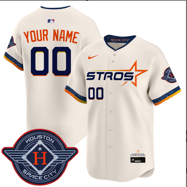 Youth Houston Astros 2025 City Connect Vapor cream Limited Custom Stitched Jersey->customized mlb jersey->Custom Jersey